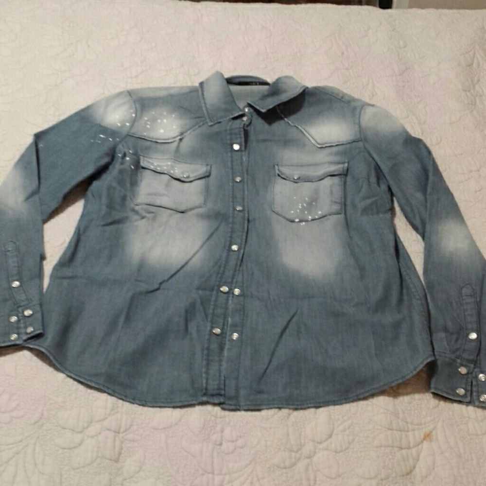 SET Women's Jean Long Sleeve Blouse